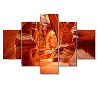 TUMOVO 5 Pieces Canvas Wall Art Antelope Canyon Wall Painting American Modern Artwork Pictures Arizona Home Decorations for Living Room and Bathroom Framed Stretched Ready to Hang (60''Wx 40''H)