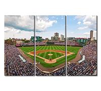 TUMOVO Baseball Stadium Skyline Wall Art Decor Painting on Canvas Wrigley Field Pictures for Home Walls Stadium Panoramic Office Wall Art Framed Modern Artwork for Living Room Bedroom, 42" Wx28 H
