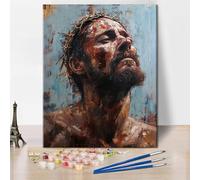 TUMOVO Jesus Paint by Numbers Kit for Adults - Portrait of Jesus with Brushes - Acrylic Paint by Numbers on Canvas - 16"x20"