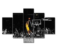TUMOVO Large Canvas Wall Art Prints Kobe Bryant's Game Winning Shot Picture | 5 Panel Forever Legend Inspirational Art for Home Decor, Black Mamba Posters for Men Boys Bedroom Decorations , 60"W40"H