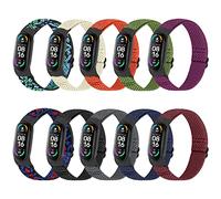 TumpCez 10 Pack Solo Loop Elastic Band Compatible With Xiaomi Mi Band 7 6 5 4 3/Amazfit Band 5, Adjustable Nylon Sport Replacement Wrist Strap for Women Men