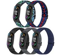 TumpCez 5 Pack Solo Loop Nylon Band Compatible With Xiaomi Mi Band 7 6 5 4 3/Amazfit Band 5, Adjustable Breathable Comfortable Elastic Sport Replacement Strap for Women Men