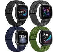 TumpCez Elastic Nylon Wristband Compatible with Fitbit Versa 4/Fitbit Sense 2/Fitbit Versa 3/Fitbit Sense, Adjustable Stretchy Solo Loop Soft Watch Strap, Sports Replacement Strap for Men and Women