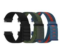 TumpCez Nylon Watch Straps, 16 mm, 18 mm, 20 mm, 22 mm, Quick Release, Breathable, Woven Adjustable Replacement Straps for Men and Women (Pack of 3)