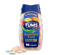 TUMS Antacid Chewable Tablets, Extra Strength for Heartburn Relief, Assorted Fruit, 96 count