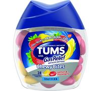 Tums Chewy Bites Antacid Calcium Carbonate Heartburn Relief + Gas Relief, Lemon Strawberry - 28 ct