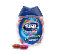 TUMS Chewy Bites Antacid Tablets for Chewable Heartburn Relief and Acid Indigestion Relief, Assorted Berries - 60 Count