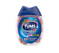 TUMS Chewy Bites Antacid Tablets for Chewable Heartburn Relief and Acid Indigestion Relief, Assorted Berries - 60 Count