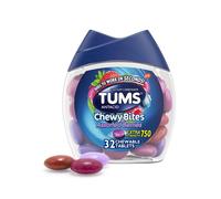 TUMS Chewy Bites Assorted Berries Antacid Hard Shell Chews for Heartburn Relief, 32 count