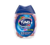 TUMS Chewy Bites Assorted Berries Antacid Hard Shell Chews for Heartburn Relief, 32 count
