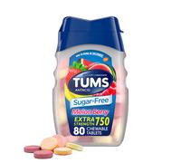 TUMS Extra Strength Sugar-Free Antacid, Melon Berry Chewable Tablets for Heartburn Relief, 80 CT