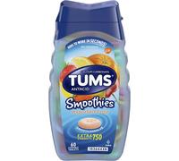 Tums Smoothies Extra Strength Antacid, Assorted Fruit, 60 Chewable Tablets, Smooth Dissolve Formula, USA Import