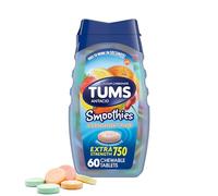 TUMS Smoothies Extra Strength Antacid Chewable Tablets for Heartburn Relief, Assorted Fruit - 60 Count (Pack of 1)