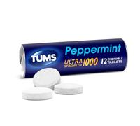 TUMS Ultra Strength Chewable Antacid Tablets for Heartburn Relief, Peppermint - 12 Count Rolls
