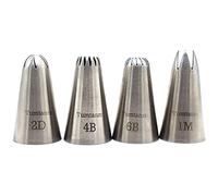 Tumtanm #1M #2D #4B #6B Large Piping Nozzles, 4 pcs Stainless Steel Seamless Icing Piping Tips Set for Cupcakes and Baking