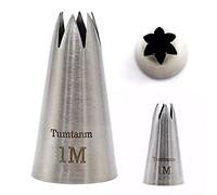 Tumtanm 1M Nozzle Open Star Piping Tip, Large Seamless Stainless Steel Icing Piping Nozzle Tip #1M