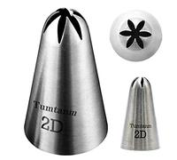 Tumtanm 2D Nozzle Large Drop Flower Piping Tip, Large Seamless Stainless Steel Icing Piping Nozzle Tip #2D