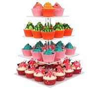 Tumtanm 4 Tier Square Cupcake Stand,Pastry Tower Stand for Holiday Wedding Birthday Party