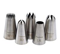 Tumtanm 9FT 1B 356 1A 2D# Seamless Stainless Steel Piping Icing Tips, 5 Pack Extra Large Piping Nozzles Cupcake Decorating Kit