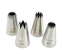 Tumtanm Large Piping Nozzles, 4Pcs #2CZ #D66#4B #1M Stainless Steel Seamless Icing Piping Nozzle Tip Set for Cupcakes and Baking