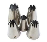 Tumtanm Large Piping Tips, 1C 1E 1A 356 9FT 5Pcs Stainless Steel Seamless Icing Piping Tips Set for Cupcakes Cake Decoration and Baking
