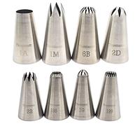 Tumtanm Open Star Piping Tip,8 Pack Stainless Steel Large Piping nozzles Tip Set for Baking and Cakes