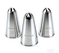 Tumtanm Piping Tips, 2D 3Pcs Large Icing Piping Tips Stainless Steel Seamless Set for Cupcakes Cake Decoration and Baker