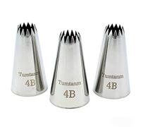 Tumtanm Piping Tips, 4B 3Pcs Large Icing Piping Tips Stainless Steel Seamless Set for Cupcakes Cake Decoration and Baker
