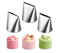 Tumtanm Piping Tips For Cake Decorating, Stainless Steel Icing Piping Nozzles, 3PCS Extra large Coat Basketweave Piping Tips Set, Half Row Braided Flower Cake Icing Tips
