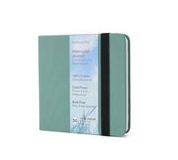 tumuarta Square Watercolor Journal,12x12 CM, 300 GSM, 100% Cotton, Cold Press, 24 Sheets, 48 Pages, Watercolor Journal for Use As Travel Sketch Book and Mixed Media Pad On The Go. (Green)