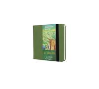 tumuarta Square Watercolor Sketchbook, 140 LB, 300 GSM, Cotton Paper, Cold Press, 48 Pages, Hardbound, Watercolor Paper Pad for Use As Travel Journal and Mixed Media Pad (Green, 14X14 CM)