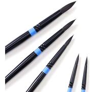 tumuarta Watercolour Paint Brushes, Short Handle, Round, Synthetic Squirrel Hair, №4, №6, №8, №10, №12, 5 Piece Set for Watercolor Paint and Acrylic (5, Black)
