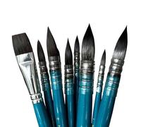 tumuarta Watercolour Paint Brushes, Short Handle, Synthetic Squirrel Hair, №0-№8, 8 Round & 1 Flat №7, 9 PCs Art Supply Set for Watercolor Paint and Acrylic, Ideal for Artists and Hobbyist.