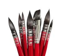 tumuarta Watercolour Paint Brushes with Short Handle, Synthetic Squirrel Hair, №0-№8, 8 Round & 1 Flat №7, 9 PCs Art Supply Set for Watercolor Paint and Acrylic, Ideal for Artists and Hobbyist.
