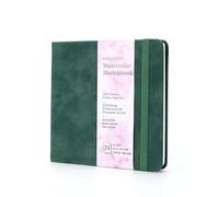 tumuarta Watercolour Sketchbook, 15 x 15 cm, 300 g/m², 100% Cotton Paper, Cold Pressed, 24 Sheets, Watercolour Journal for Use as Travel Sketchbook and Mixed Media Notepad (Deep Green)