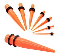 tumundo 1 Size or Set Ear Taper Expander for Flesh Tunnel Plugs 1,6-10 mm Transparent, Größe:6 mm;type-modèle:orange