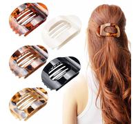 Tumurup Flat Hair Clips for Women - Large Claw Clips, 5-Pack - Lightweight & Comfortable, Non-Slip, for Thick & Thin Hair, Elegant French Hair Clip for Everyday, Sports, Driving(Leopard)