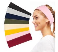 Tumurup Headbands for Women's Hair, Women's Elastic Sports Headbands 8 Pcs - Soft Anti-Slip Wide Sweat Hair Bands for Yoga, Running, Makeup & Daily Use (8 Vibrant Colors)