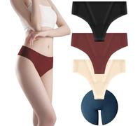 TUMYBCC Underwear for Women, 3 PCS No Show Thongs, Cover Thong Concealer Panties Seamless G-String Hider Invisible No More Toes Front Wedgies Anti Wedgie Protective (Black, skin, brown-red M)