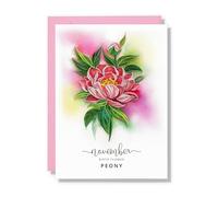 TUMYBee Flower Birthday Card, Peony Quilling Card, 5inx7in Card for Women Born in November, Birth Month Flower Card, 12 Month Birthday Decoration for Mother, Grandmother, for Him and Her (November)