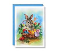 TUMYBee Happy Easter's Day Card, Cute Easter Gnomes Card, Seasonal Holiday Quilling Cards, Quilled Greeting Card for Kids Family, Friend, Husband, Wife (Happy Easter)