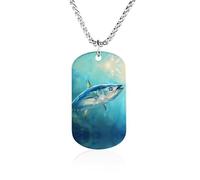 Tuna Fish in The Ocean Fashion Memorial Necklaces Printed Titanium Steel Pendant Jewelry Novelty Picture Necklace Dog Tags for Men Women