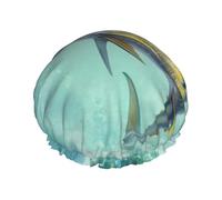 Tuna Fish Printed Double-Layer Shower Cap, Reusable Shower Cap, Suitable For Various Hair Lengths