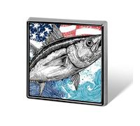 Tuna Fish U.S.A. Flag Wave Square Enamel Brooch Pin Button Badges Decoration Hat Clothing Bag Accessories Gift Crafts
