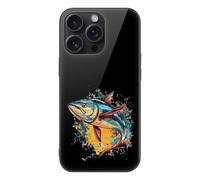 Tuna Fish Watercolor Printed Phone Case Compatible with iPhone 15/15 Plus/15 Pro/15 Pro Max Glass Back Protective Shell
