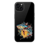 Tuna Fish Watercolor Printed Phone Case Compatible with iPhone 15/15 Plus/15 Pro/15 Pro Max Glass Back Protective Shell