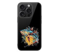 Tuna Fish Watercolor Printed Phone Case Compatible with iPhone 15/15 Plus/15 Pro/15 Pro Max Glass Back Protective Shell