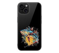 Tuna Fish Watercolor Printed Phone Case Compatible with iPhone 15/15 Plus/15 Pro/15 Pro Max Glass Back Protective Shell