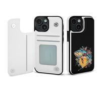 Tuna Fish Watercolor Printed Wallet Phone Case Unisex Cellphone Protective Cover Compatible with iPhone 15/15 Pro/16 Pro Max/15 Plus