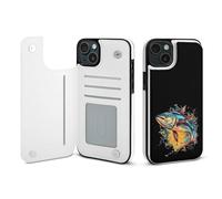 Tuna Fish Watercolor Printed Wallet Phone Case Unisex Cellphone Protective Cover Compatible with iPhone 15/15 Pro/16 Pro Max/15 Plus